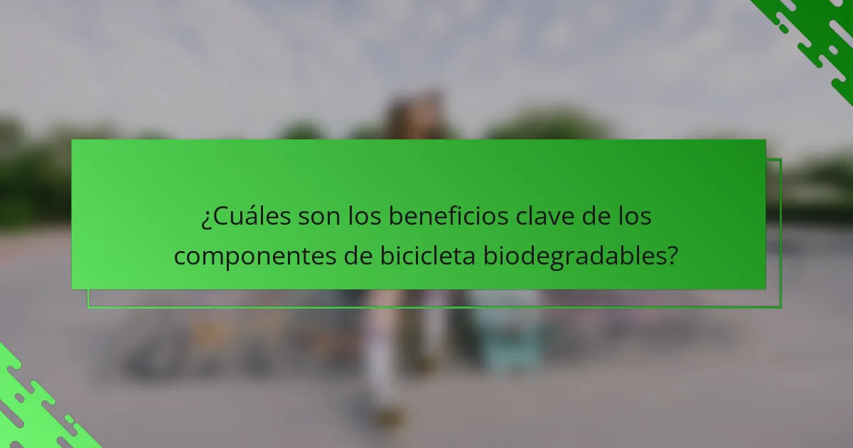 ¿Cuáles son los beneficios clave de los componentes de bicicleta biodegradables?