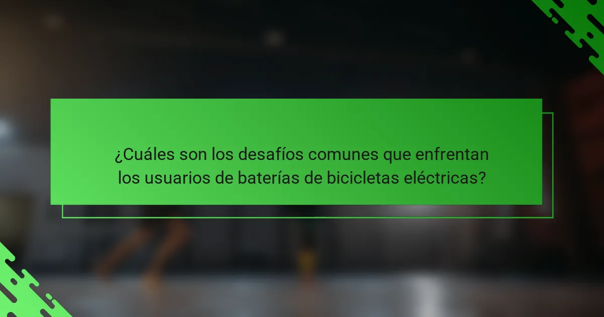 ¿Cuáles son los desafíos comunes que enfrentan los usuarios de baterías de bicicletas eléctricas?