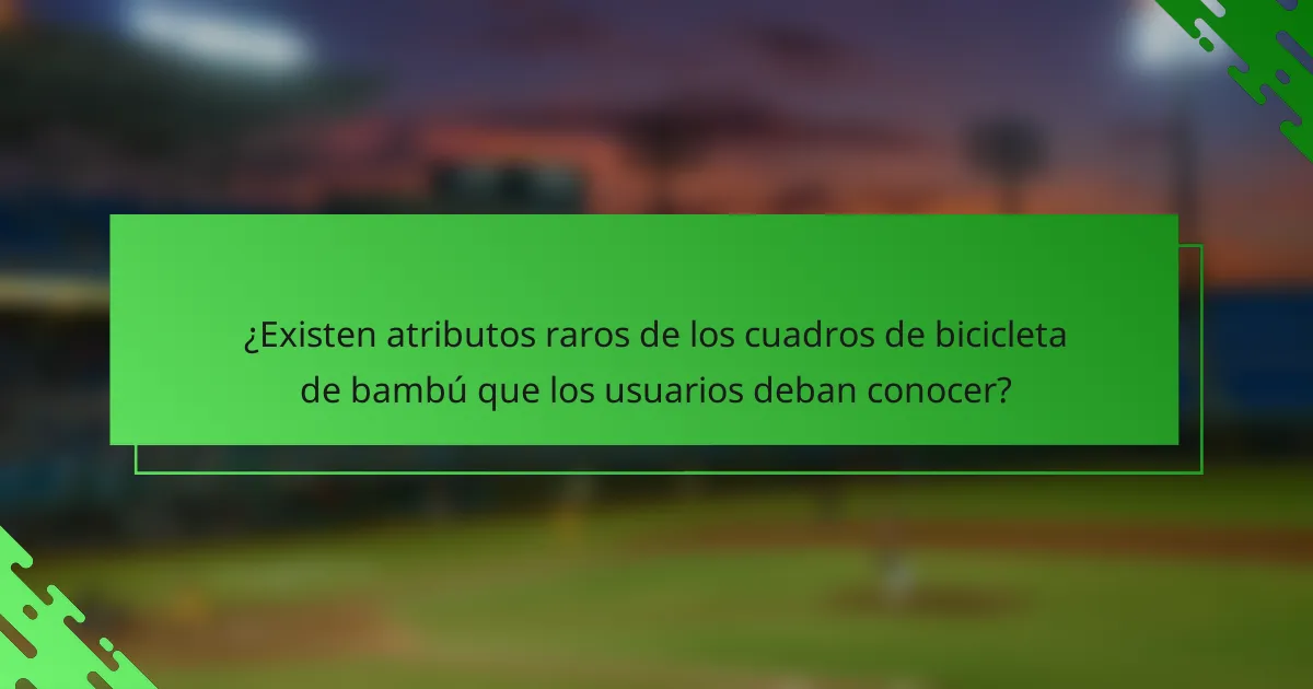 ¿Existen atributos raros de los cuadros de bicicleta de bambú que los usuarios deban conocer?