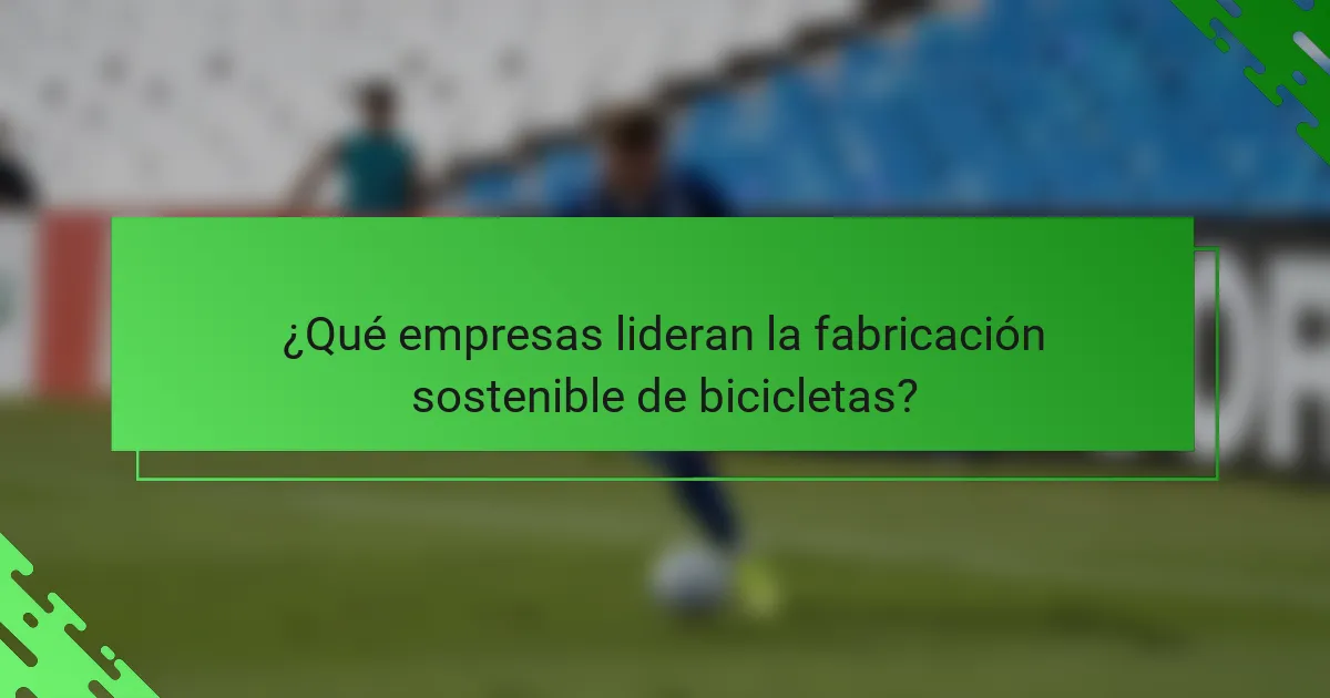 ¿Qué empresas lideran la fabricación sostenible de bicicletas?