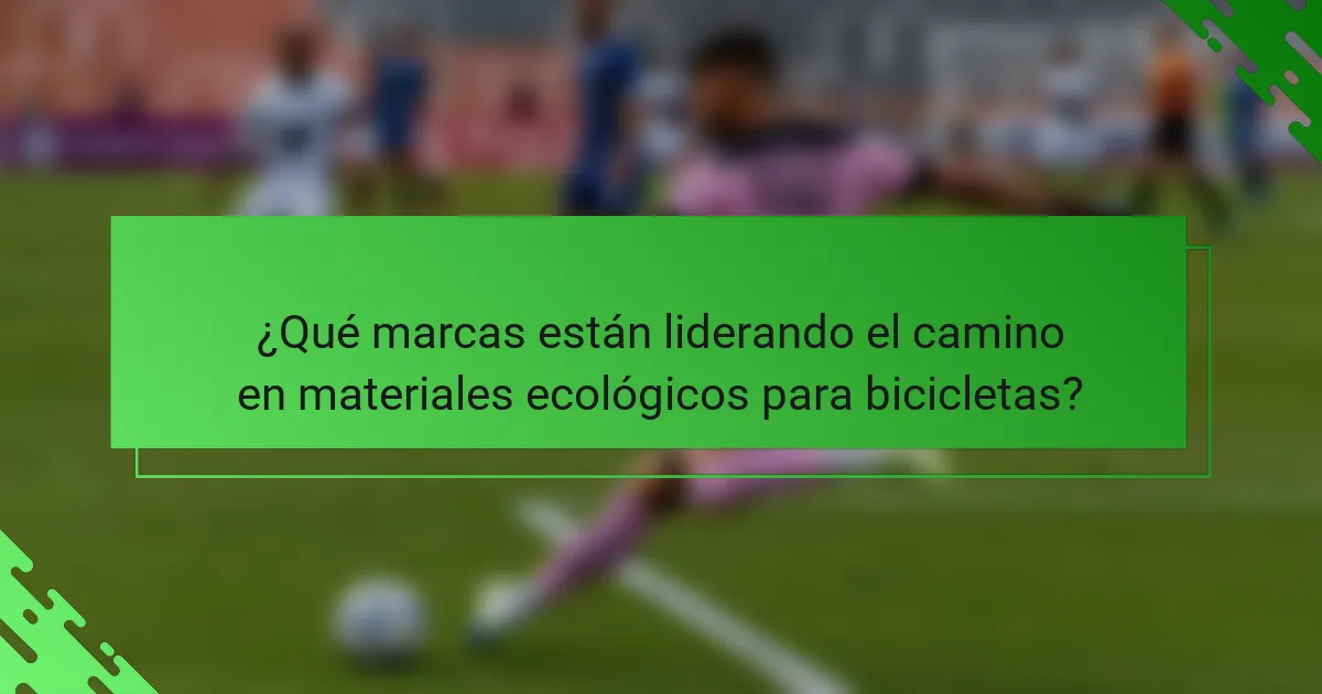 ¿Qué marcas están liderando el camino en materiales ecológicos para bicicletas?