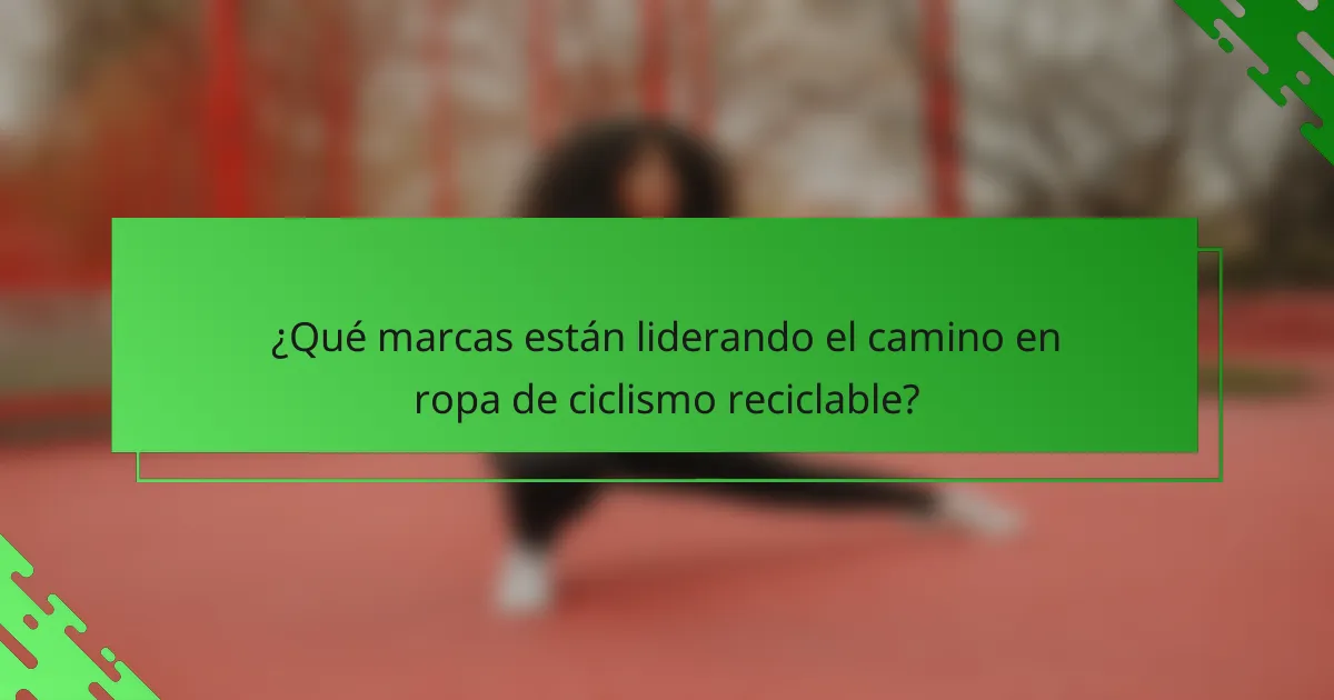 ¿Qué marcas están liderando el camino en ropa de ciclismo reciclable?